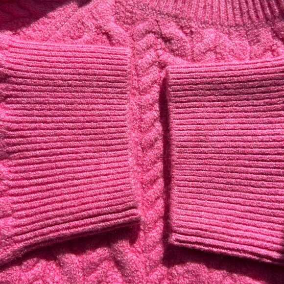 On.34th Pink Cable Knit Cotton Blend Crew Neck Sweater Soft Ribbed Trim Size 1X - Picture 3 of 6